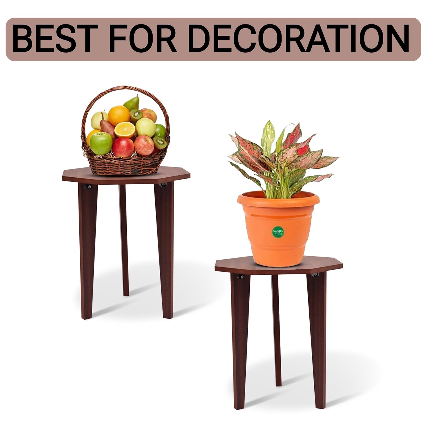Dime Store Bed Side Table Stool for Bedroom/Living Room/Small Table/Corner Table/Wooden Stool for Bedroom Home Decoration Items (Brown) - Image 2